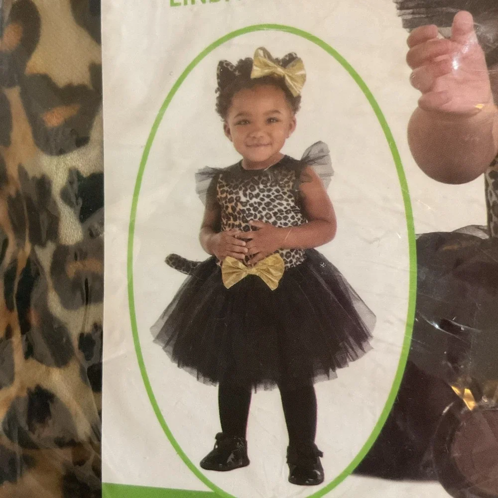 New Infant Girl's Cute Cat Black Gold Leopard Halloween Costume Size 18-24 Month